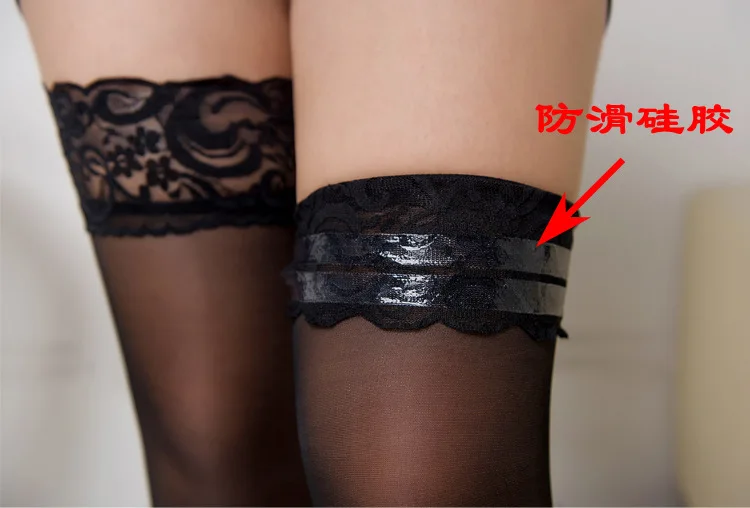 Women'S Transparent Sexy Stockings Lace Silicone Non-Slip Thigh High Stockings Over The Knee Socks Holiday Party Pantyhose