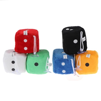 

2pcs Fuzzy Dice White Dots Rear View Mirror Hangers Vintage Car Pendant Interior Decoration Auto Accessories