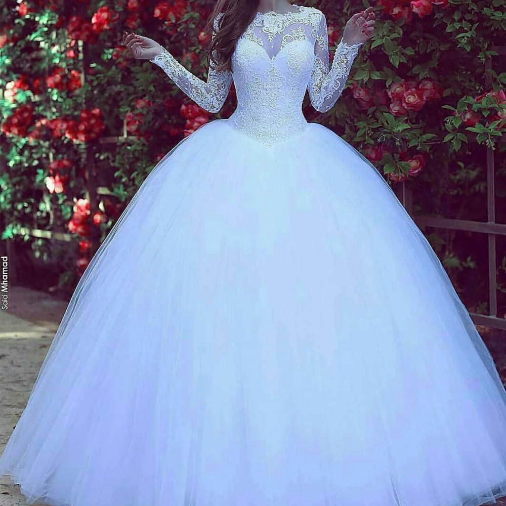 

SuperKimJo Vestido De Fiesta De Boda Lace Applique White Wedding Dresses Ball Gown Robe De Mariage Vestido De Festa De Casamento