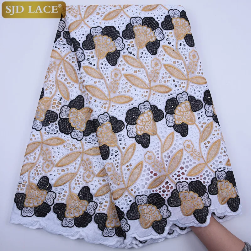 SJD кружево африканская кружевная ткань высокое качество швейцарская вуаль кружево в швейцарской вышивки удар хлопок для свадебного платья A1813