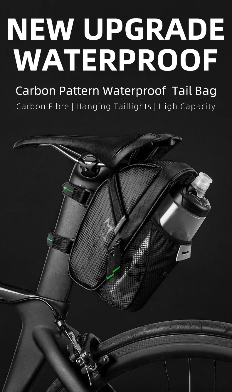 Rainproof Bike Saddle Bag Bicycle Rear Bags With Water Bottle Pocket Bicycle Ref