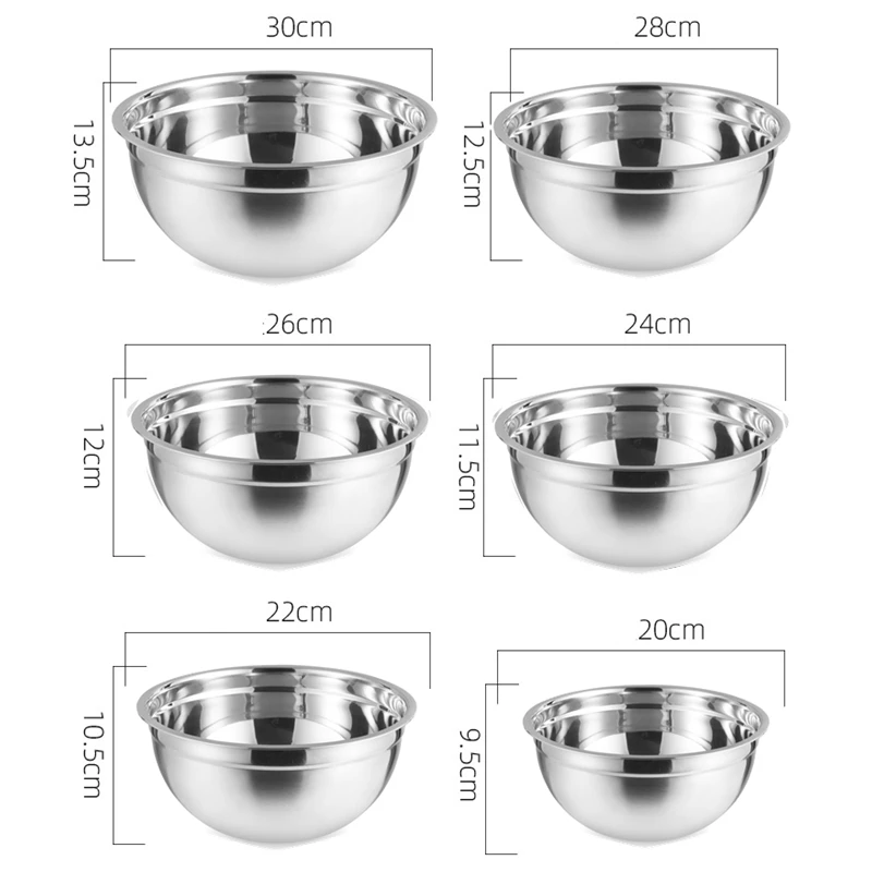 Set di ciotole per mescolare in acciaio inossidabile da 6 pezzi ciotole per nidificare per conservare lo spazio insalatiera da cucina per cucinare la conservazione degli alimenti da forno  15