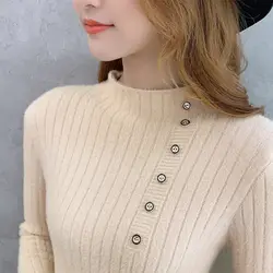 Свитера женские 2019 осенне-зимние свитера вязаный пуловер эластичный плотный джемпер женский невысокая горловина свитера
