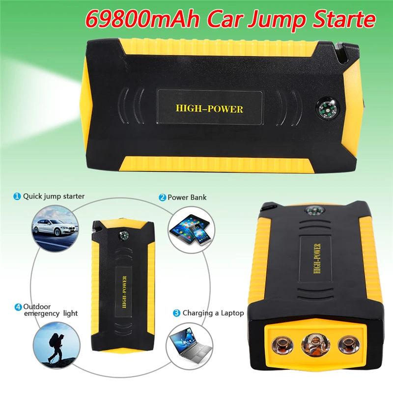 Авто 4 USB 12V 69800mah автомобильный аккумулятор пусковое устройство автомобиля зарядное устройство аварийный усилитель мобильных телефонов Ноутбуки автомобильные аксессуары power Bank