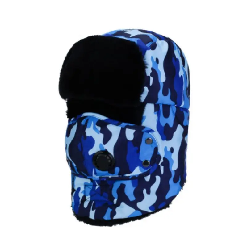 CB Bomber Hat Women Men Thick Windproof Thermal Detachable Anti Pollution Face Mask Warm Cap Outdoor Cycling Apparel Accessories - Цвет: CB