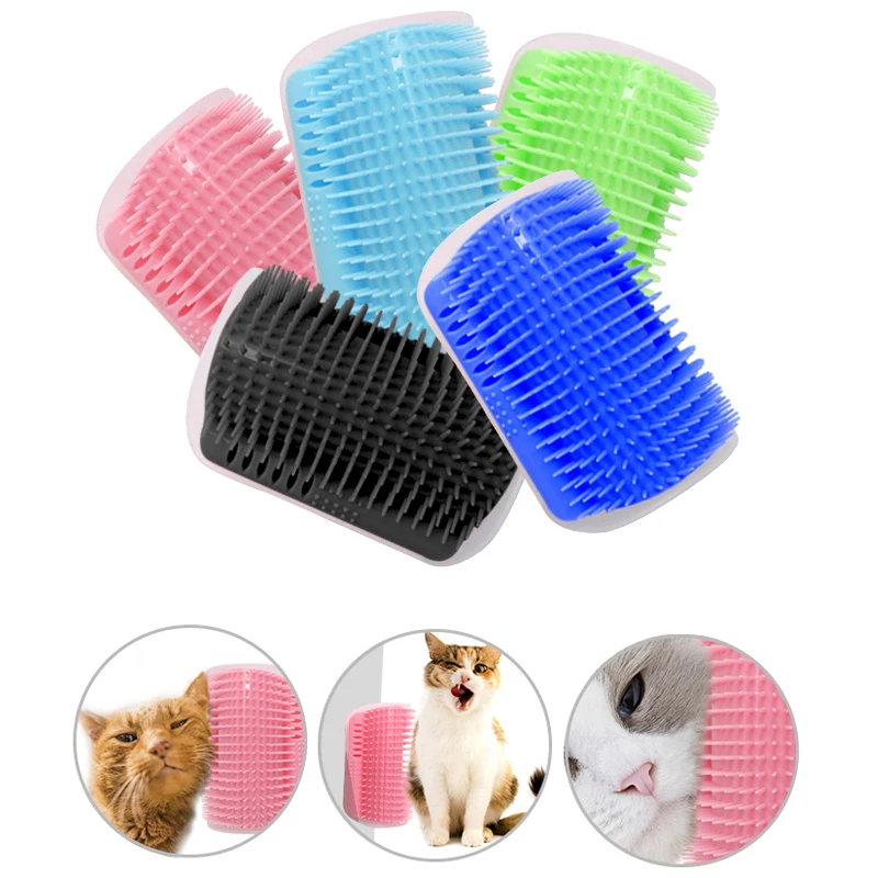Cepillo esquinero para gatos, cepillo peine para masaje de gatos, para la cara, con peine para hacer cosquillas, producto para mascotas