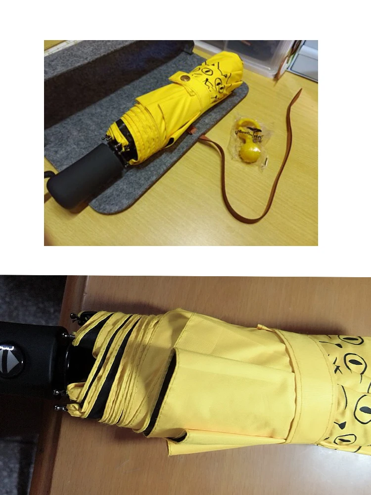 Трехслойный полностью автоматический зонт от дождя для женщин и мужчин, милый желтый складной зонт с котом, женский зонтик с животным принтом, рождественский подарок