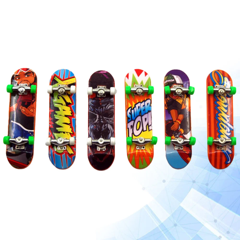 

6PCS Premium Plastic Mini Finger Board Skateboard Toy Deck Toy Scooter for Children Kid