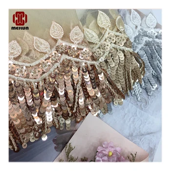 

encajes y adornos para coser Sequined Ribbon Shiny Trims Fabric Wedding Headdress DIY Accessories Sewing Garment Embellishment