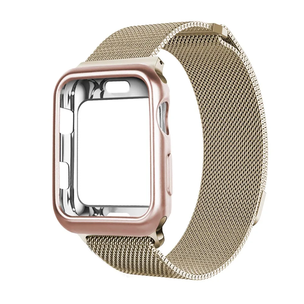 Champagne gold Миланский сетчатый Браслет из нержавеющей стали ремешок для Apple Watch, версия 1, 2, 3, 42 мм, 38 мм, ремешок на запястье с наручных часов iwatch чехол 4 5 40/44 мм - Цвет ремешка: Champagne gold