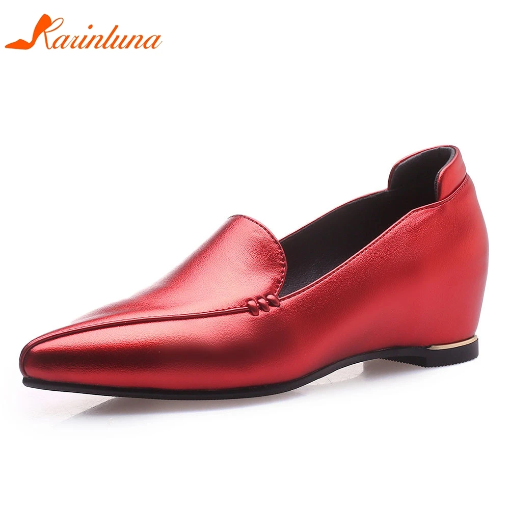 

Karinluna New Design 2020 Square Heels Concise Pumps Woman Shoes Pointed Toe Slip-On Comfortable Shoes Women Pumps Female
