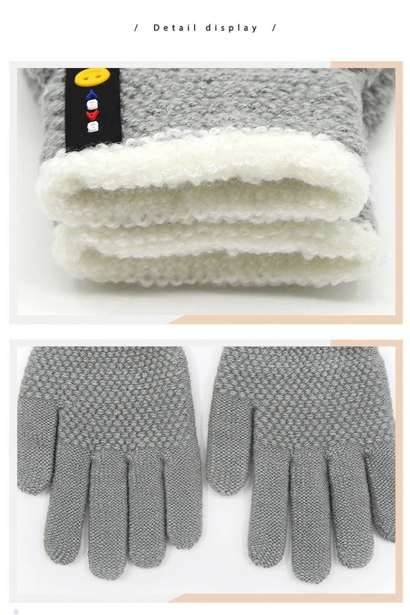 Wecute Child Gloves for 6-10years Boys Autumn and Winter Warm Gloves Simple Smiley Knitted Woolen Gloves Outdoor Cycling Soft Baby Accessories discount