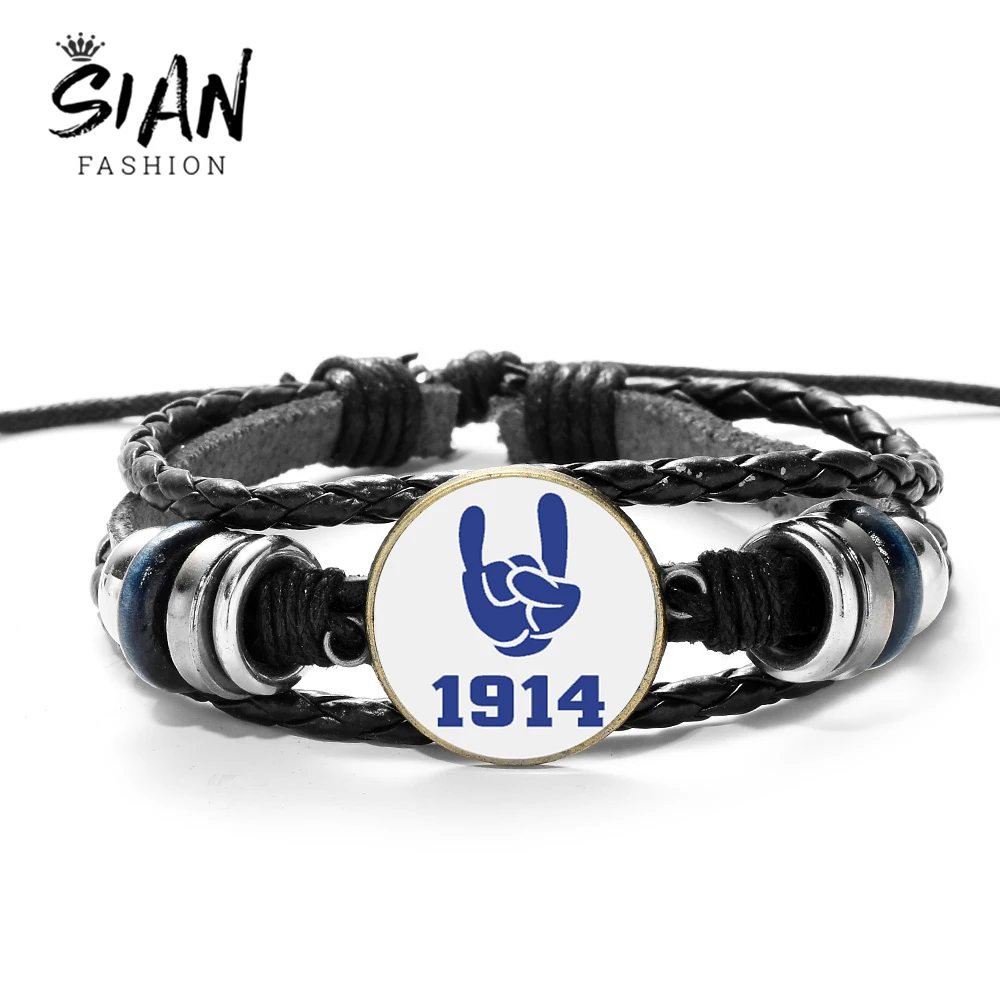 SIAN Phi Beta Sigma, греческие буквы, браслеты, Fraternity, 1914 стеклянный кабошон ручной работы, многослойный Плетеный браслет из бисера
