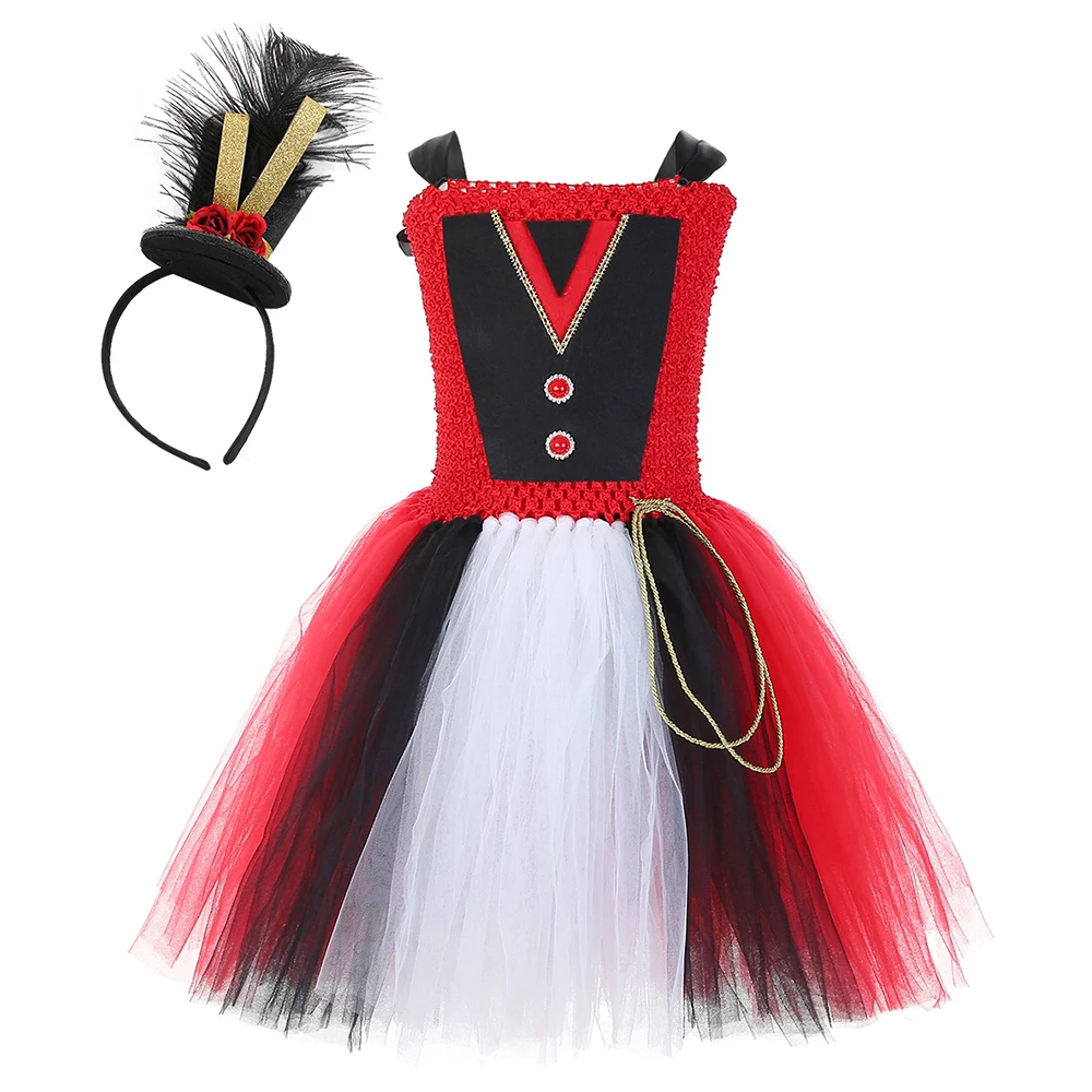 

Halloween Nightmare Costume Girl Tutu Dress With Headband Children Girl Red Black Scary Ghost Christmas Party Dress Photo Props