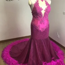 Bling bling перьями вечернее бальное платье в виде русалки тяжелые бусины Настоящее Сделано robe de soiree abiye gece elbisesi Длинные вечерние платья XD-155