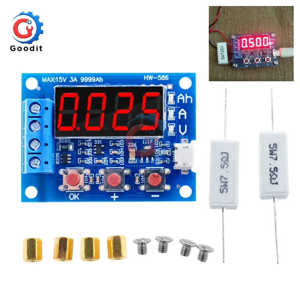HW 586 1 2 v 12v 18650 тестер емкости литий ионных литиевых аккумуляторов измерение
