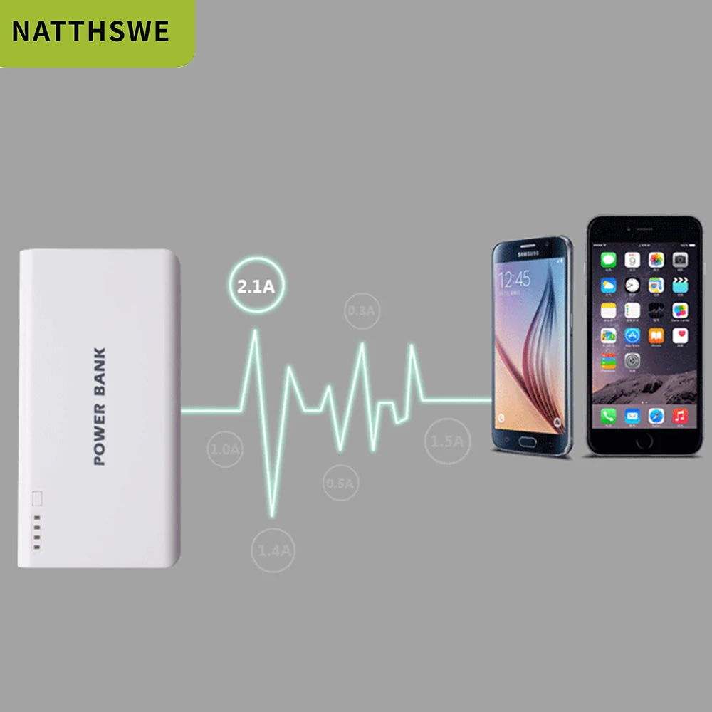 Портативный внешний аккумулятор NATTHSWE высокой емкости 30000 мА/ч, быстрая зарядка для мобильных телефонов с двумя usb-портами