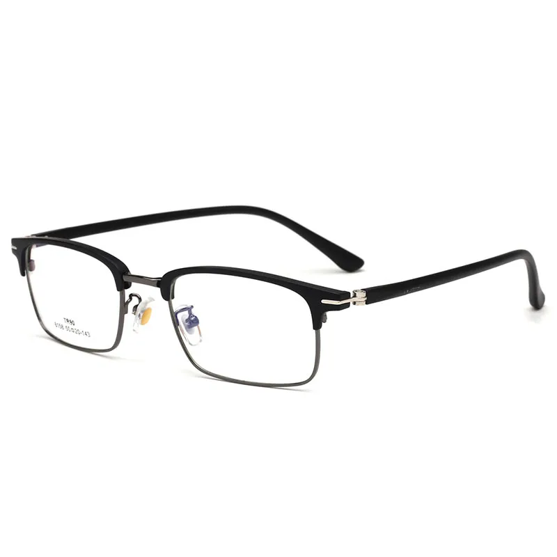 black gray Успешный мужской бизнес с оправой близорукости Tr90 брови металлическая полуоправа очки Рамка - Цвет оправы: black gray