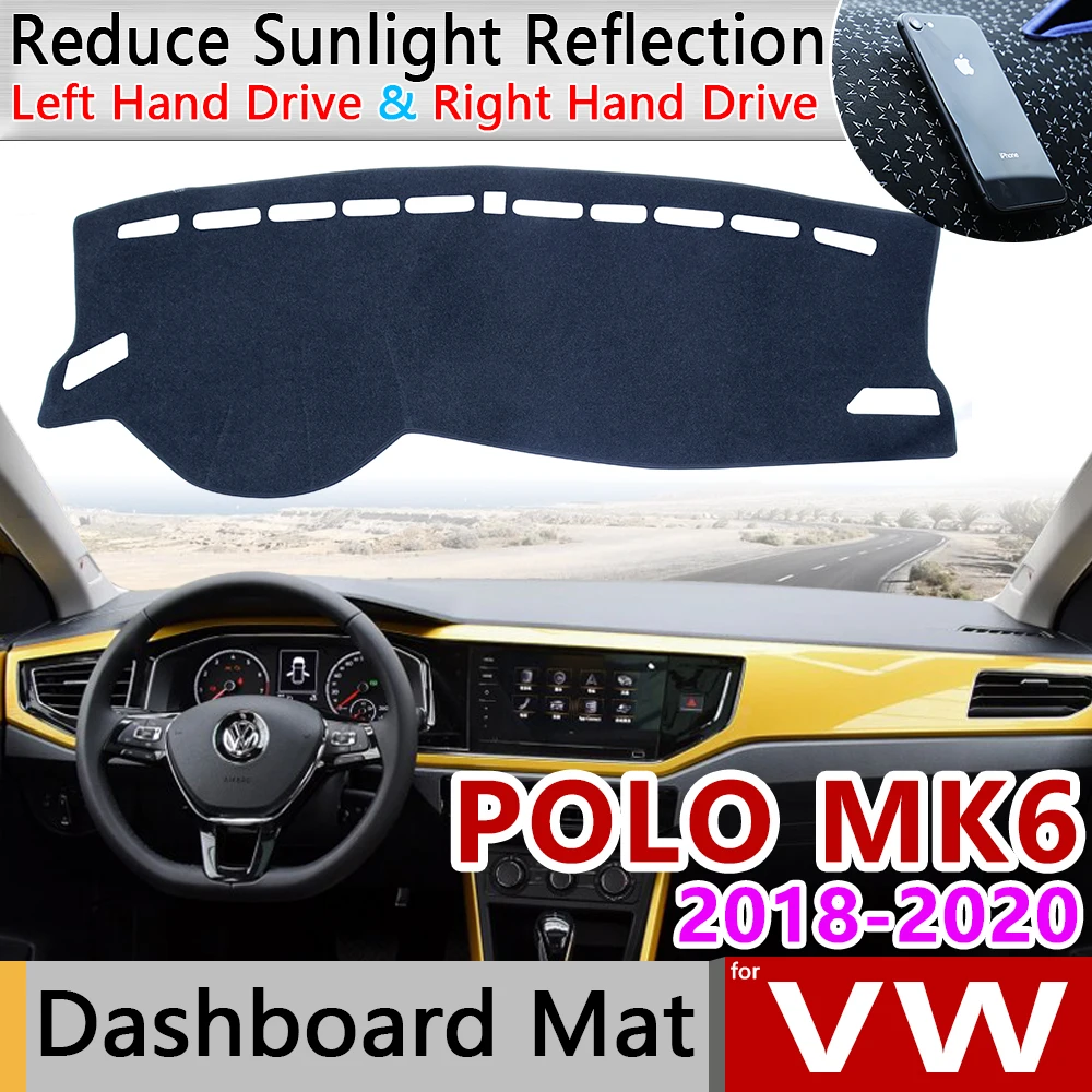 Для Volkswagen VW POLO MK6 2018 2019 2020 Противоскользящий коврик на приборную панель