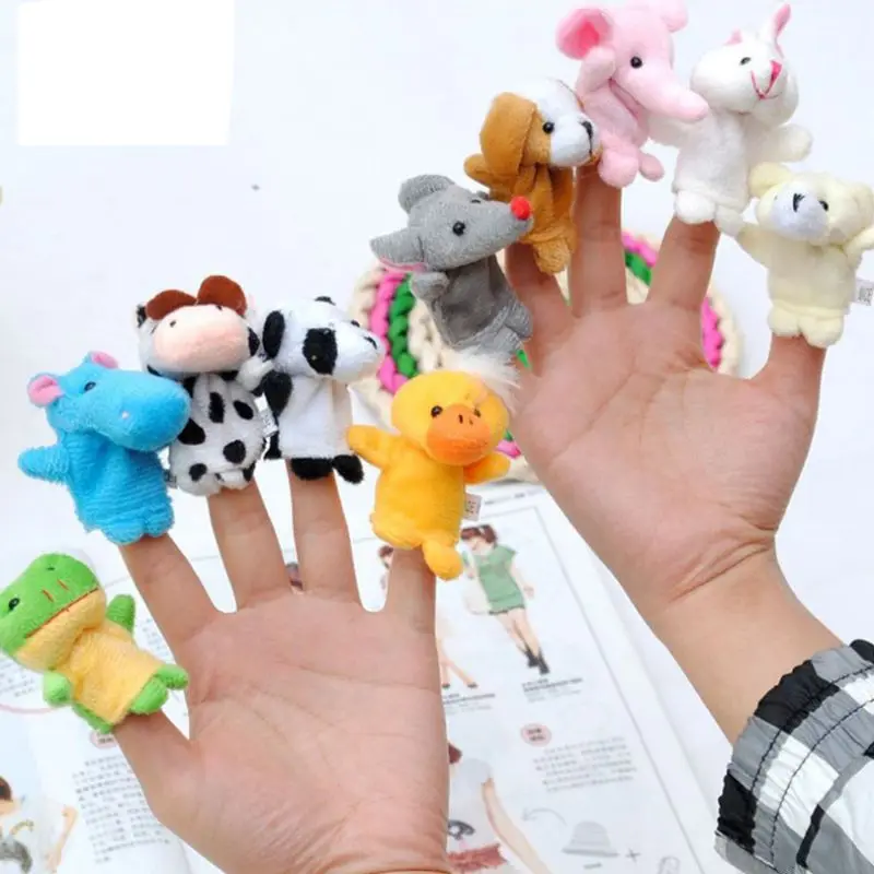 

10Pcs Cartoon Animal Finger Puppets Set Mini Plush Baby Boys Girls Story Telling Hand Cloth Doll Educational Toys