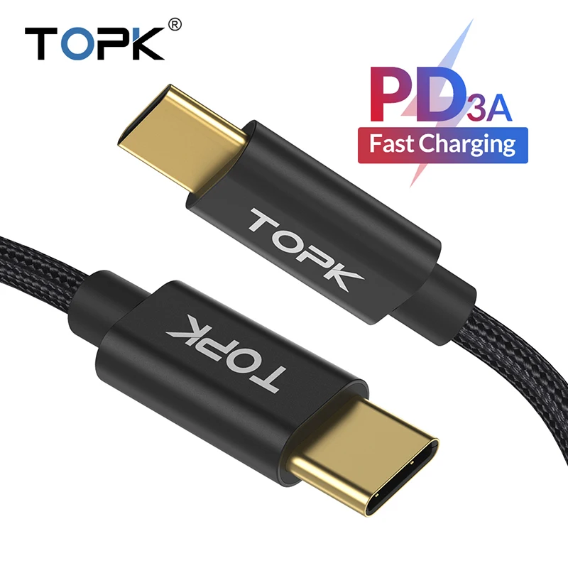 TOPK-AN80-60W-3A-USB-Type-C-to-USB-C-Cable-for-Samsung-Galaxy-S10-S9