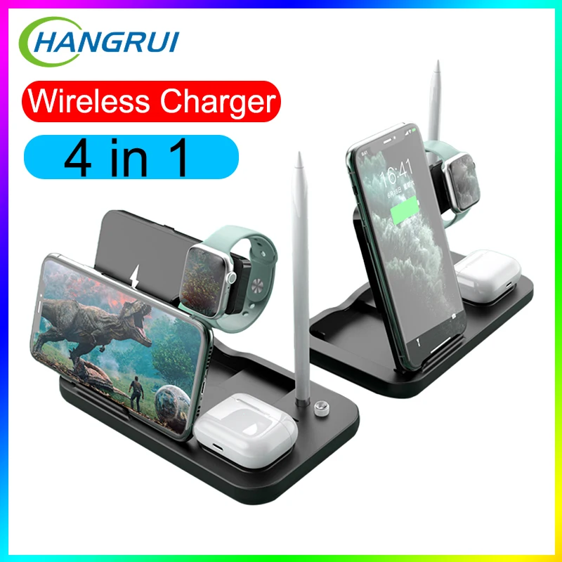 New 15W Qi Wireless Charging Fast Charging Stand 4in1 For Apple Watch Pencil For iPhone 12 Pro Max Airpods Charging Dock Station