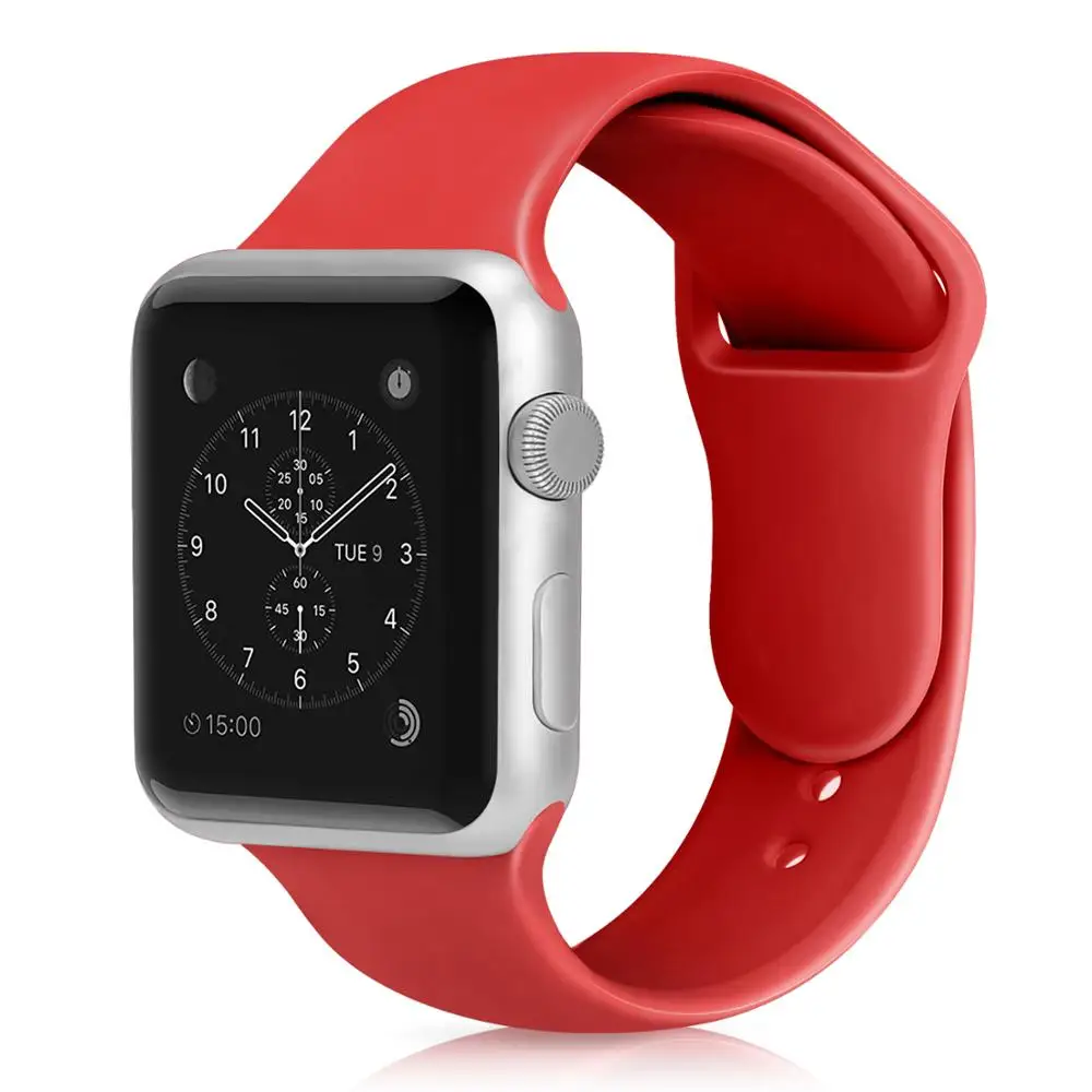 Band For Apple Watch Series 5 4 3 2 1 38/40MM Soft Silicone Breathable Replacement Strap Sport Loop for iwatch series 4 42/44MM - Цвет ремешка: Red