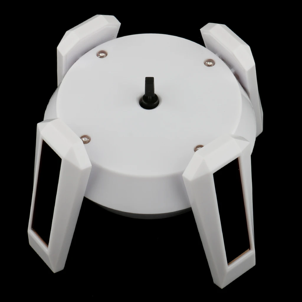 Solar Powered 360 Rotating Phone Jewelry Display Stand Turn Table LED Light Ring Bracelet Watch Stand