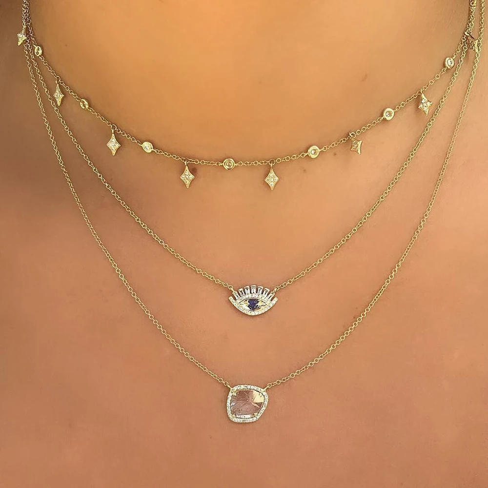 

100% 925 sterling silver choker necklace Cubic Zirconia AAA drop star charm statement fine silver fashion evening party jewelry