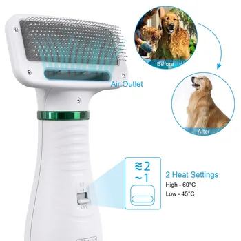 

2 In 1 Pet Dogs Adjustable Dog Hair Dryer Low Noise Temperature Cat and Dog with Hair Dryer Brush Suitable for Small Pet Dogs