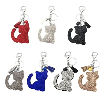 

Beautiful And Colorful Sequins Keychain Charms Sequins Pendants Cats Shape Car Backpack Keys Ring Jewelry Gift Accessories