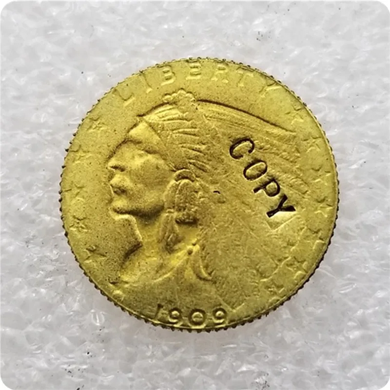 США 1908-1929$2,50 индийская голова четверть орел золотые монеты копии монет - Цвет: 1909
