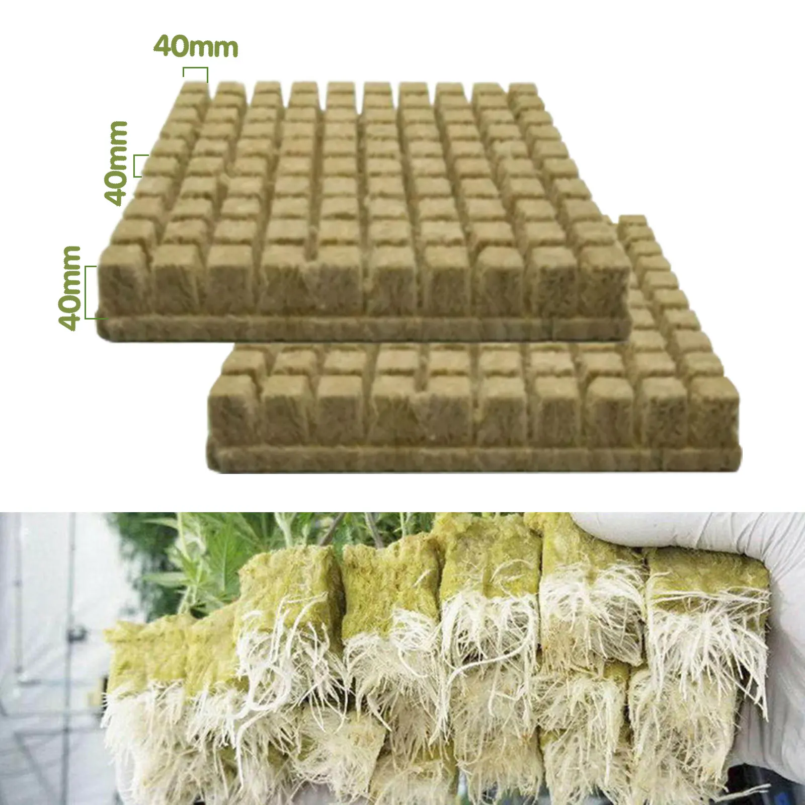 Behogar100PCSRockWoolStarterPlugsHydroponicsGrowCubesSheet