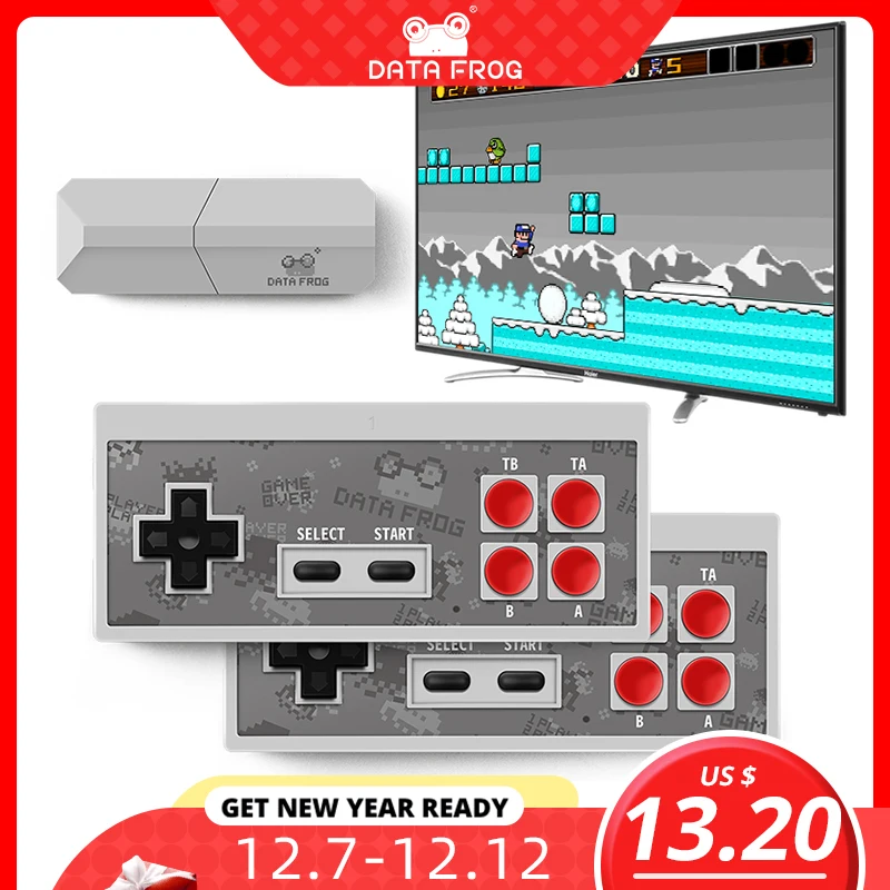 

DATA FROG Wireless Handheld Game Player Build In 620 Classic 8 Bit Games Support TV OutPut Game Console With Dual Gamepad
