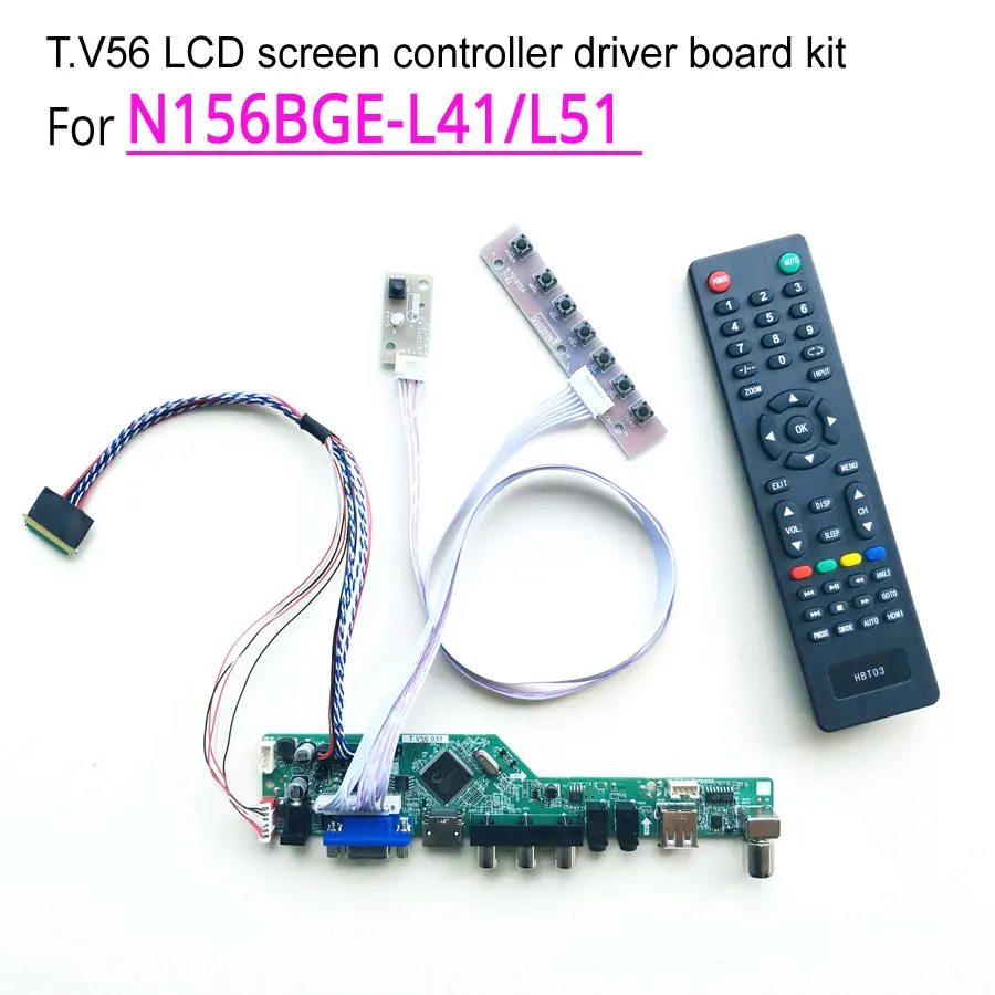 For N156BGE-L41/L51 HDMI VGA USB AV RF 15.6" laptop panel WLED LVDS 40Pin 1366*768 T.V56 display controller drive card DIY kit