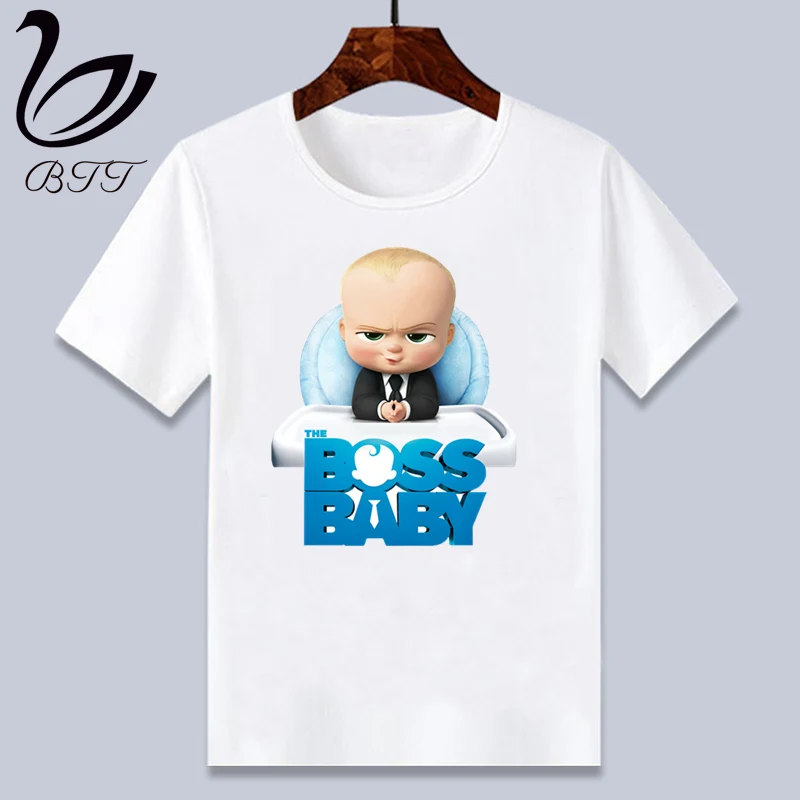 Забавная футболка с мультяшным принтом Boss Baby для мальчиков дизайнерские Детские