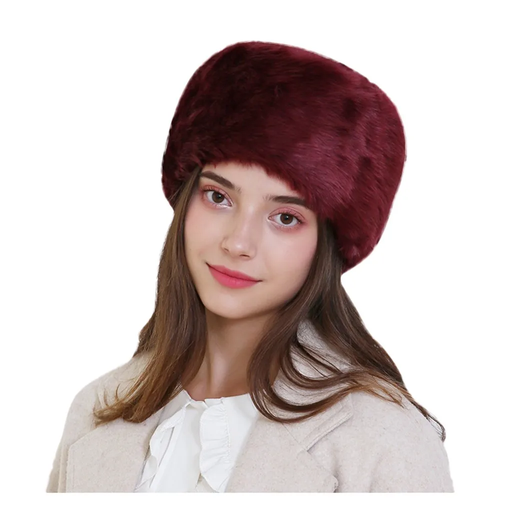 Женская шапка новая модная зимняя однотонная плотная теплая однотонная шерстяная шапка