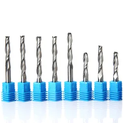 1 pces 3.175/4/6/8mm aaa 2 flautas espiral com lâmina fresa cnc fresa fresa cnc fresa fresa para madeira carboneto roteador ferramenta