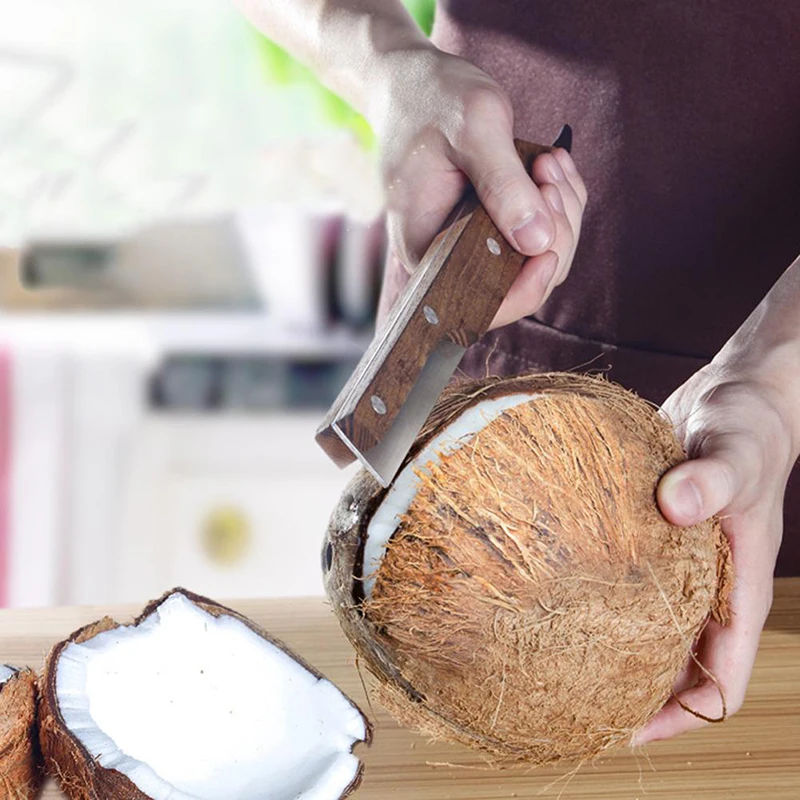Creative Coconut Knife Doubleended Cutter Wooden Handle Coconut Opener
