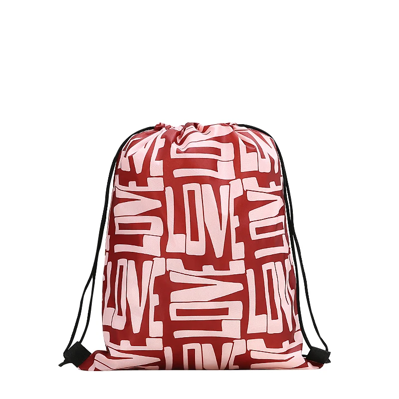 drawstring Backpack fashion Women 3D printing travel softback men Casual bags unisex Women's shoulder drawstring love knapsack