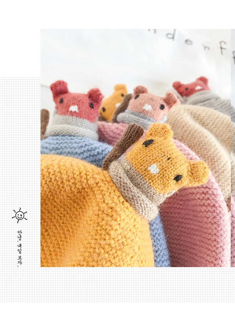Warm Baby Bear Winter Hats for Kids Children Knitted Baby Boy Cap Kids Girls Hat Casquette Baby Bonnet Wholesale Cute Fashion