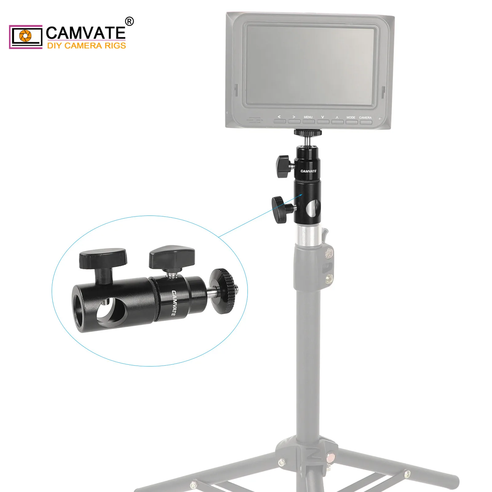 CAMVATE светильник подставка для микрофона разъем с 360 ° вращающийся 1/4 '' 20 крепление МНИ шаровой головки из