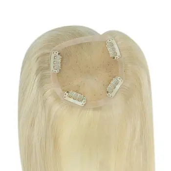 

Full Shine Hair Topper 9.5*10cm Pure Color Machine Remy Toupee Blonde Human Hair Crown Invisible 7a Grade Hair Crown Extension