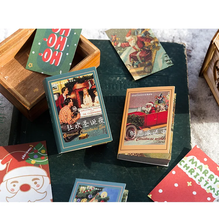 100sheets/lot Memo Pads Material Paper Christmas handwriting small book Junk Journal Scrapbooking Background Decoration