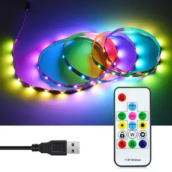 

WS2811B USB RGB LED Light Strip Colorful 5050 Black PCB Strip Light Diode Tape Ribbon TV Indoor Decoration Lighting Ambilight