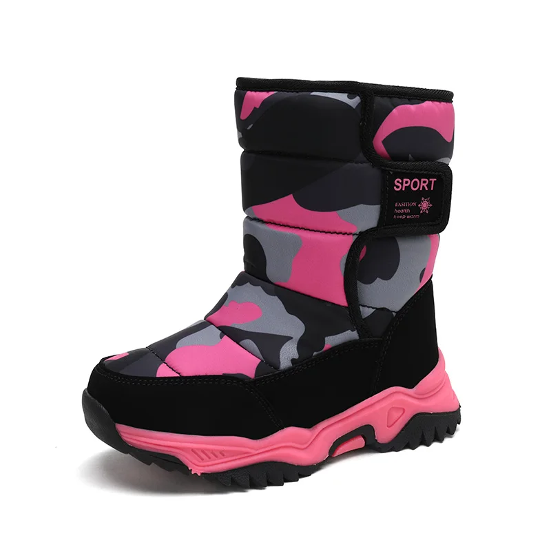 Kids Boots Platform Children Shoes Pink Girls Winter Plush Warm Ankel 9905