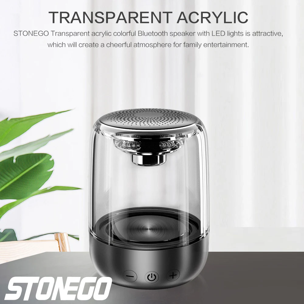 Bluetooth speaker Portable speaker Mini bluetooth speaker Audio speaker Mini sound box STOENGO True Wireless Stereo Speaker with Transparent Design, Breathing LED Light, TWS Bluetooth 5.0, TF Card & AUX Audio Input