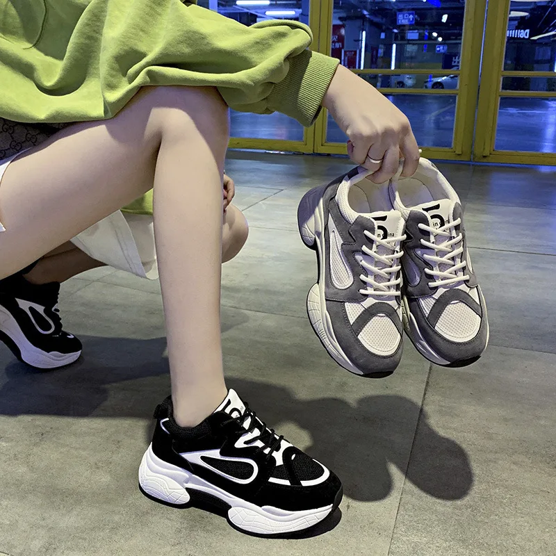 

2019 New Style Dad Shoes Women's INS Fashion Autumn Versatile WOMEN'S Shoes-Style Athletic Shoes Students Thick Bottomed Shoe F8