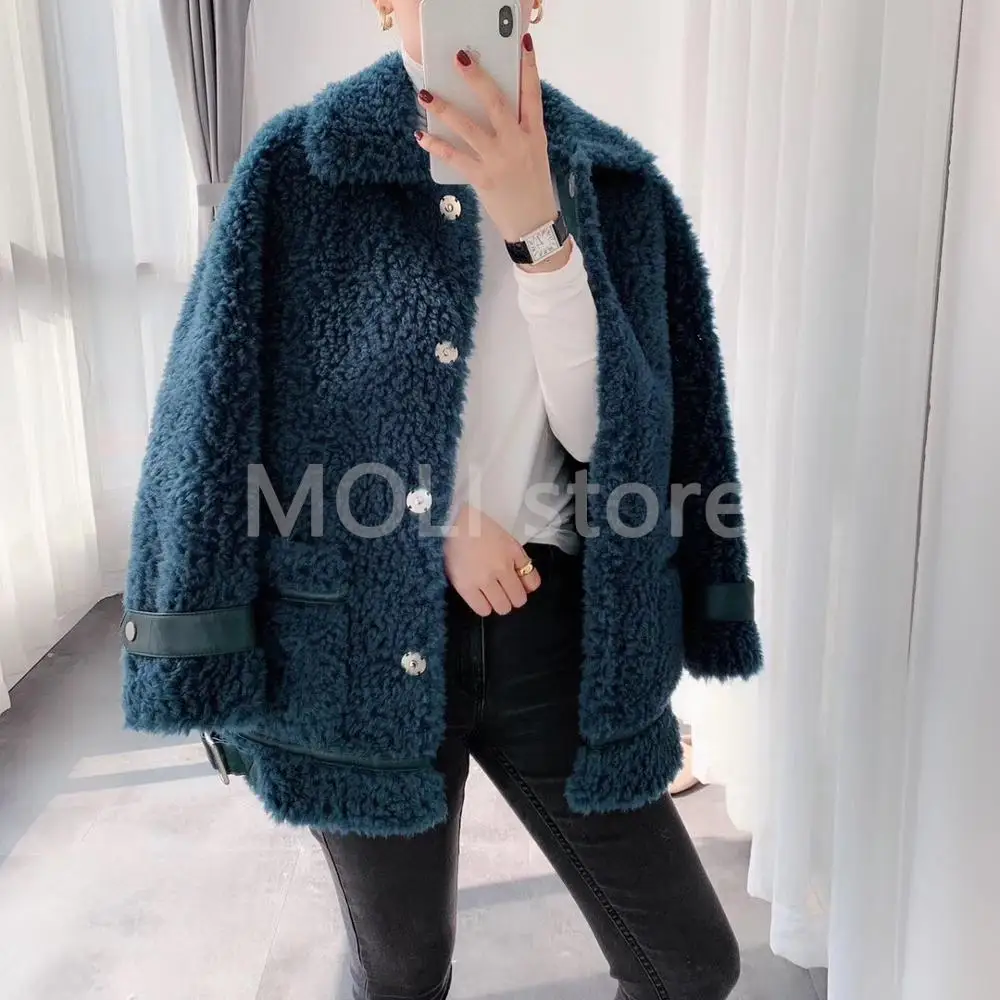 Navy blue Пальто с натуральным мехом для женщин размера плюс, зима, новое модное пальто для женщин, повседневное пальто - Цвет: Navy blue