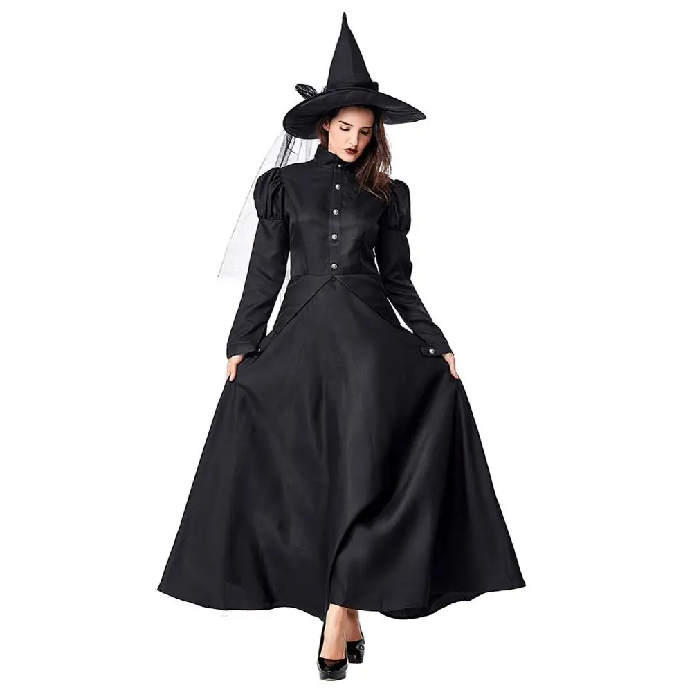 

Halloween Witch Dress For Kids Girls Adult Women Witch Costumes Black Performance Clothes Halloween Cosplay Costumes